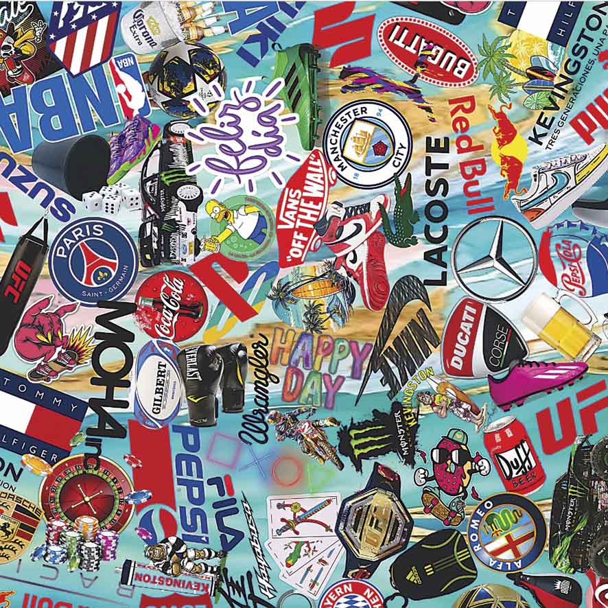 PAPEL AFICHE OBRA FANTASIA 70X100CM MANCHITAS MARCAS HOMBRE X10U