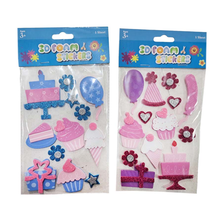 STICKER GOMA EVA 3D FELIZ CUMPLE C/U /50