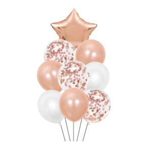 SET GLOBOS ESTRELLA ROSA GOLD CADENACI DISPLAY X9U