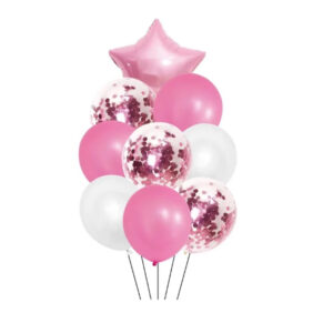 SET GLOBOS ESTRELLA ROSA CADENACI DISPLAY X9U