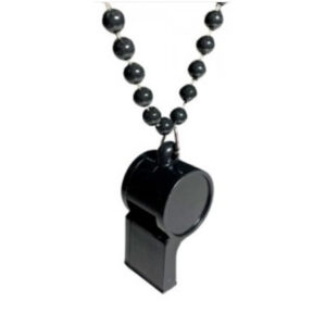 COLLAR DE CUENTAS CON SILBATO NEGRO 80cm C/U