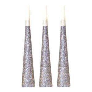 CORNETA DE PAPEL PLATEADA GLITTER - Bolsa x 6 unid