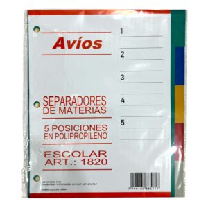 SEPARADOR N3 AVIOS PP 5 POSICIONES COLOR X12U