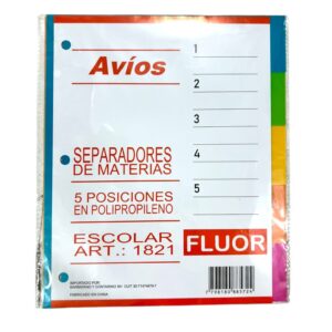 SEPARADOR N3 AVIOS PP 5 POSICIONES FLUO X12U