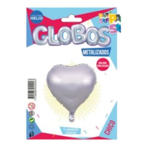 GLOBO FOIL CORAZON PLATA 45CM C/U