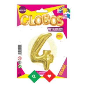 GLOBO METAL GRANDE N4 ORO PARTY C/U