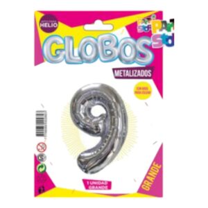 GLOBO METAL GRANDE N9 PLATA PARTY C/U