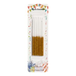 VELA MEDIO GLITTER 13CM ORO CADENACI X6U
