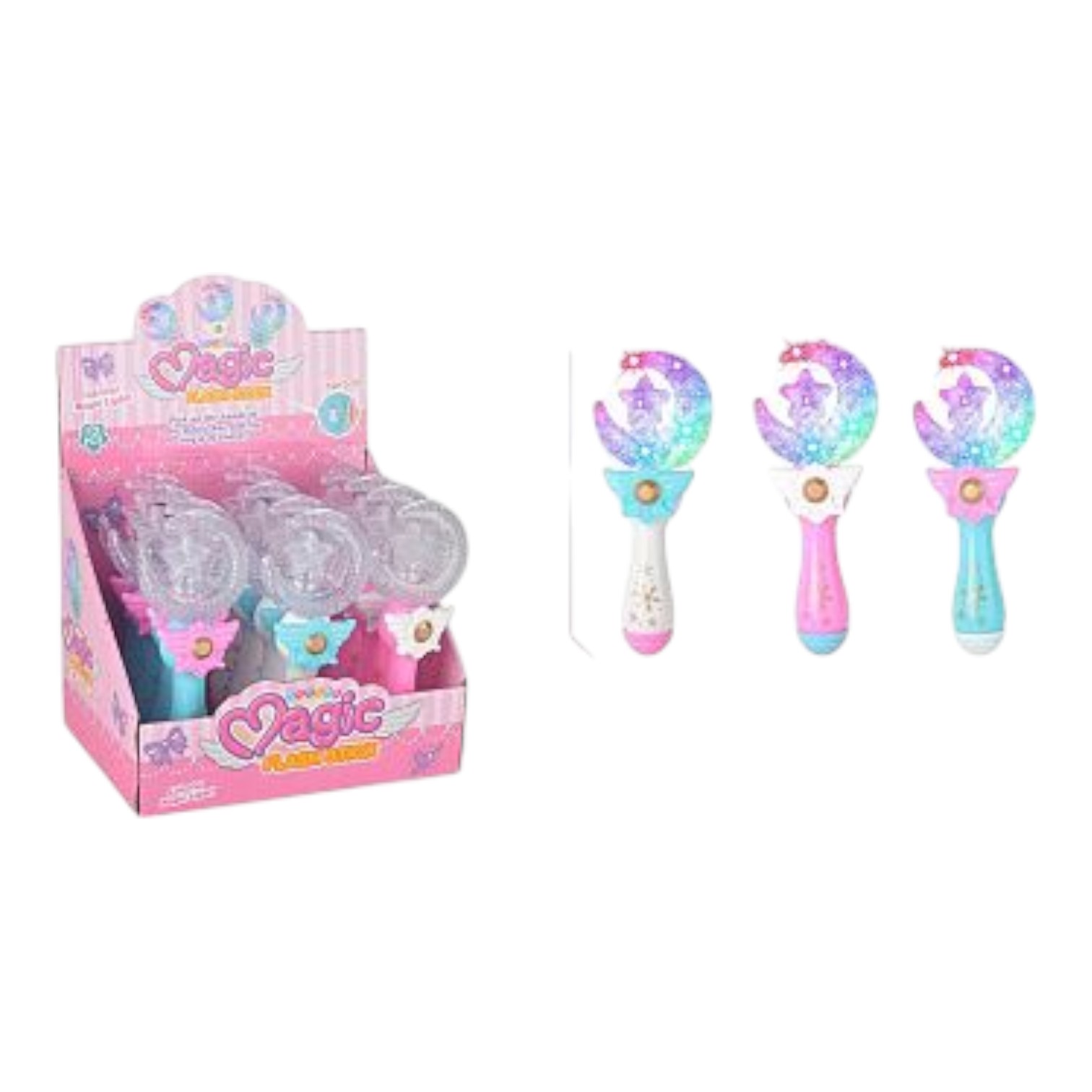 Set De 2 Varitas Mágicas Con Purpurina Líquida + 4 Pegatinas Y 2 Diademas – Juguete De Disfraz Para Niños