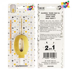 VELA BENGALA NUMERO DORADA Nº0 C/U PARTY STORE