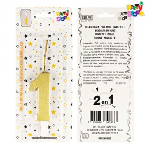 VELA BENGALA NUMERO DORADA Nº1 C/U PARTY STORE