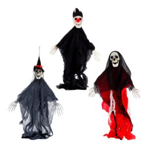 ADORNO COLGANTE CALAVERA C/MANO Y MANTO 100CM DISENOS SURTIDOS POPUS C/U