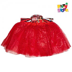TUTU ROJO GLITTER 30CM TALLE ADULTOS C/U