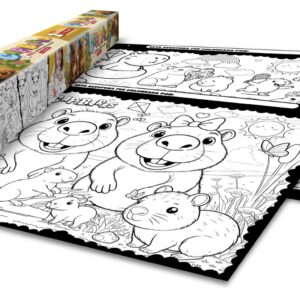 2 LAMINAS PARA PINTAR 64 X 48 CMS + LAPICES DE COLORES + 2 SOPORTES (PARA COLGAR) CAPYBARA