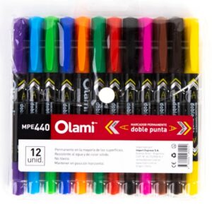 MARCADOR PERMANENTE DOBLE PUNTA SURTIDO OLAMI MPE440 X12U