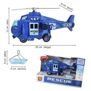 HELICOPTERO POLICIA FRICCION C/LUZ Y SONIDO Y VUELO HELICOPTERO C/U /25468