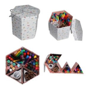 SET DE ESCRITURA Y COLOREO HEXAGONAL 17,5X17,5X19CM 78PZS C/U