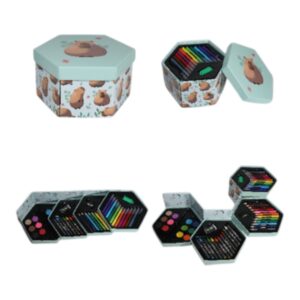SET DE ESCRITURA Y COLOREO ABANICO 16,7X19X10CM 46PZS C/U