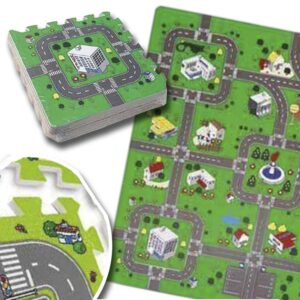 PISO GOMA EVA IMPRESO CIUDAD 9PZS 10MM + BORDES 30X30CM MULTIEVA C/U