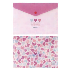 SOBRE PLASTICO C/BOTON A4 HEARTS CORAZON IBICO C/U /76807