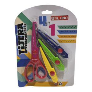 TIJERA CORTE DECORATIVO 4 FORMAS INTERCAMBIABLE UTIL UNO C/U