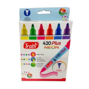 MARCADOR TRABI 420 AL AGUA RED FLUO X6U C/U