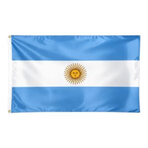 BANDERA ARGENTINA DE TAFETA C/SOL Y CORDON 60X90 CMS